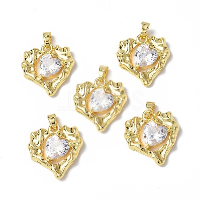 Brass Micro Pave Cubic Zirconia Pendants KK-P223-51G-03-1