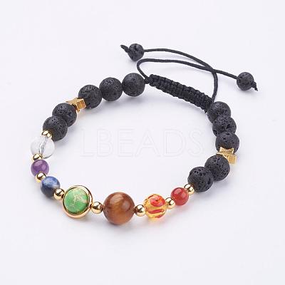 Adjustable Gemstone Braided Bead Bracelets BJEW-P186-C01-1