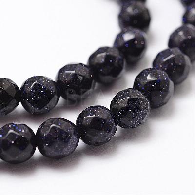 Synthetic Blue Goldstone Beads Strands G-D840-14-4mm-1