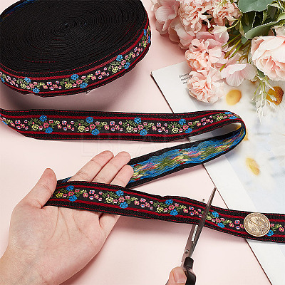 11 Yards Polycotton(Polyester Cotton) Embroidery Flower Ribbon OCOR-GA0001-98A-1