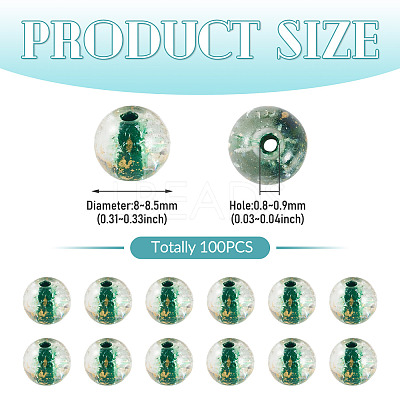100Pcs Crackle Transparent Glass Beads GLAA-TADJ0001-12F-1