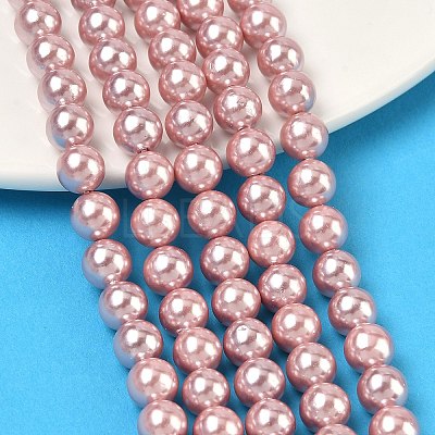 Electroplated Shell Pearl Beads Strands BSHE-G041-6mm-05-1