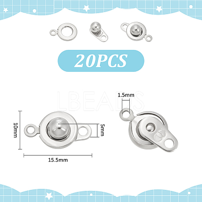 304 Stainless Steel Snap Clasps STAS-UN0009-06P-1