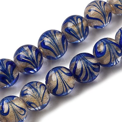 Gold Sand Lampwork Beads Strands LAMP-P071-12mm-05-1