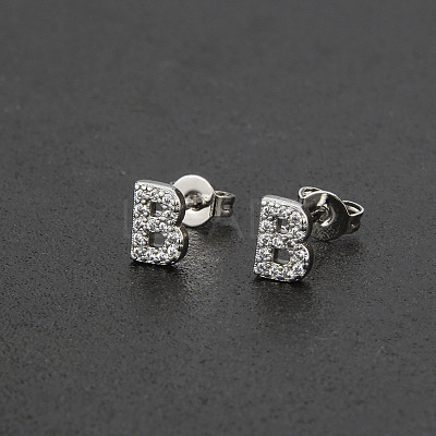 Brass Micro Pave Clear Cubic Zirconia Stud Earrings FS-WGC2F12-02-1