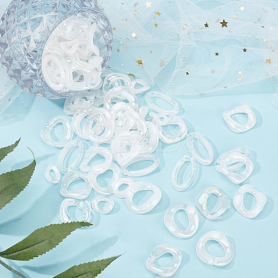 100Pcs 5 Style Transparent Acrylic Linking Rings PACR-PH0001-03-1