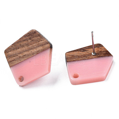 Resin & Walnut Wood Stud Earring Findings MAK-N032-022A-1