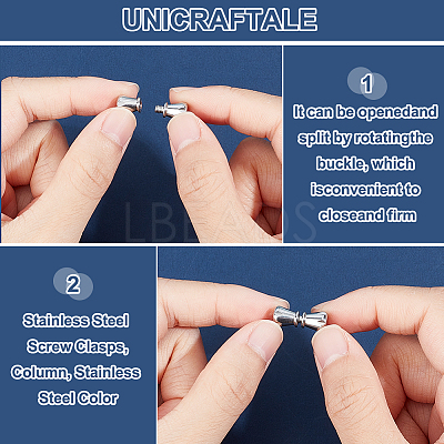 10PCS 304 Stainless Steel Screw Clasps STAS-UN0045-08-1