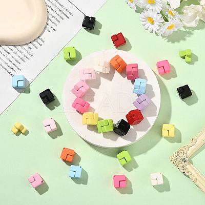 60Pcs Baking Paint Opaque Acrylic Beads OACR-SP0001-91-1