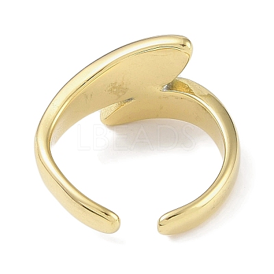 Leaf 304 Stainless Steel Rhinestone Cuff Ring for Women RJEW-C099-03G-01-1