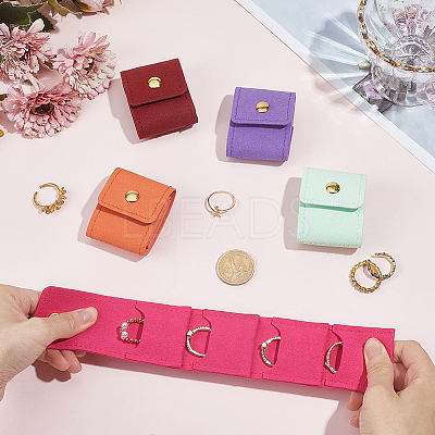 5Pcs 5 Colors PU Leather Ring Organizer Rolls ABAG-CL0001-68-1