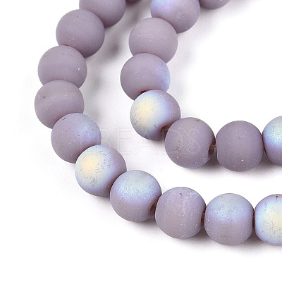 Frosted Opaque Glass Beads Strands GLAA-T032-P6mm-MBB07-1