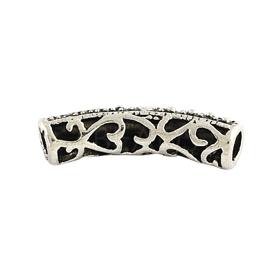 Tibetan Style Hollow Alloy Curved Tube Beads X-TIBEB-Q058-16AS-FF-1