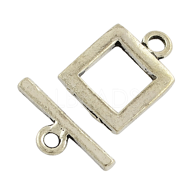 Square Tibetan Style Toggle Clasps TIBE-2036-AS-NR-1