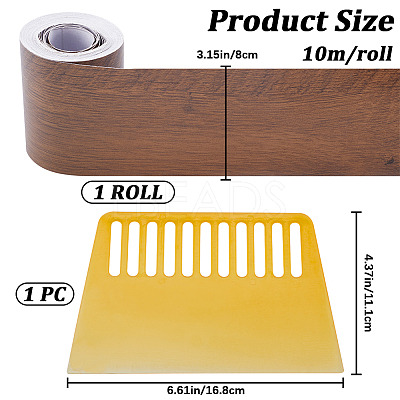 1 Roll PVC Imitation Wood Grain Adhesive Tape DIY-GF0008-40B-1