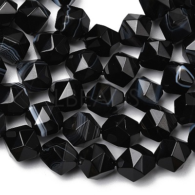 Natural Black Banded Agate/Striped AgateBeads Strands G-Z119-A03-03-1