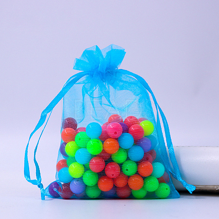 Rectangle Organza Drawstring Bags CON-PW0001-054C-09-1