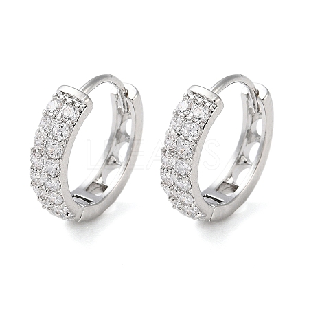 Brass Micro Pave Clear Cubic Zirconia Hoop Earrings EJEW-S234-04P-1
