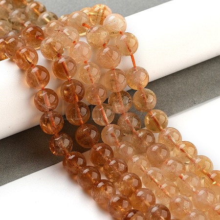 Round Natural Citrine Beads Strands G-K068-12A-8mm-1