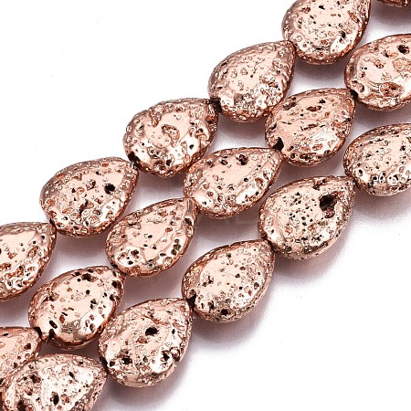 Electroplated Natural Lava Rock Bead Strands G-T131-87RG-1