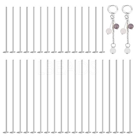 60Pcs 2 Styles 925 Sterling Silver Flat Head Pins STER-PH0001-88-1