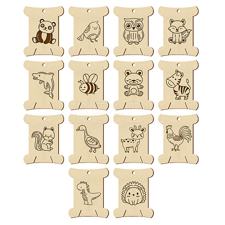 14Pcs 14 Style Plywood Thread Winding Boards WOOD-WH0060-10-1