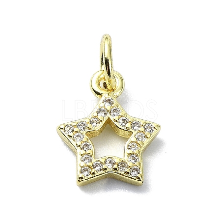 Brass Micro Pave Clear Cubic Zirconia Charms KK-H475-59G-12-1