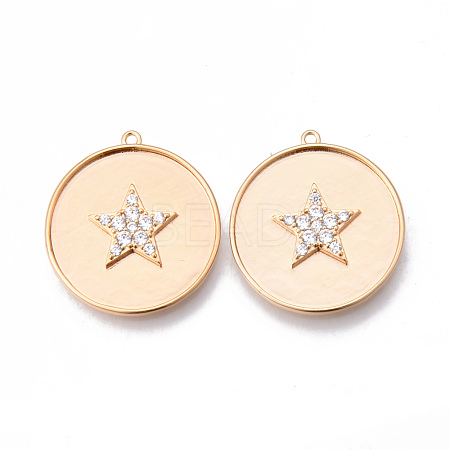 Brass Micro Pave Clear Cubic Zirconia Pendants KK-N232-160-NF-1