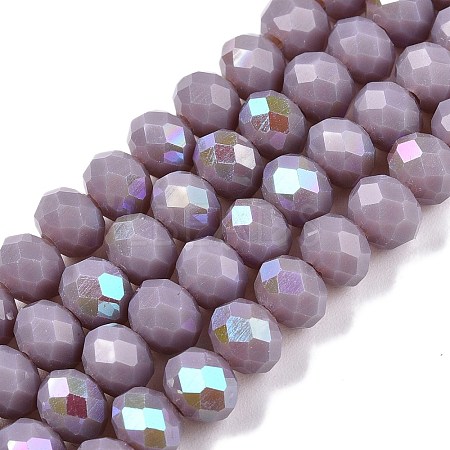 Electroplate Opaque Solid Color Glass Beads Strands EGLA-A044-P6mm-L13-1