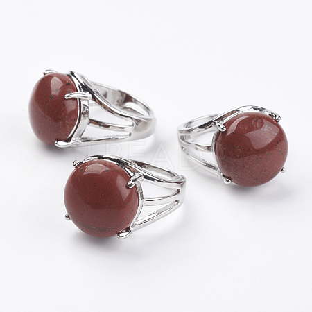 Adjustable Natural Red Jasper Finger Rings RJEW-F075-01N-1