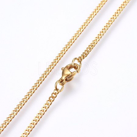 304 Stainless Steel Curb Chain Necklaces MAK-L015-32F-1