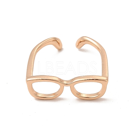 Brass Glasses Frame Open Cuff Ring for Women RJEW-F140-140KCG-1