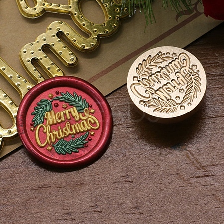 Merry Christmas Series Wax Seal Brass Stamp Head AJEW-M037-01G-03-1