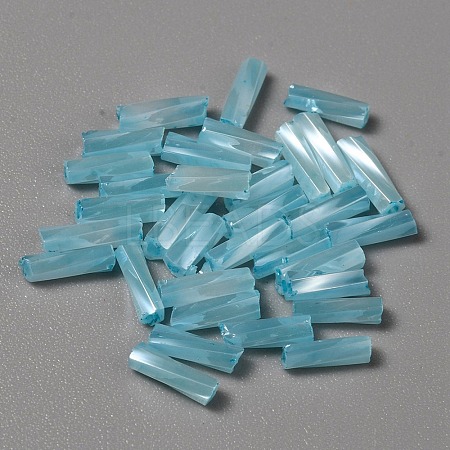 Opaque Colours Glass Twist Bugle Beads GLAA-WH0039-08H-1
