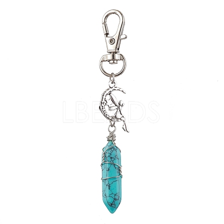 Pointed Synthetic Turquoise Pendant Decorations HJEW-JM01688-03-1