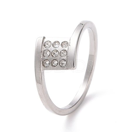 Crystal Rhinestone Square Finger Ring RJEW-D120-14B-P-1