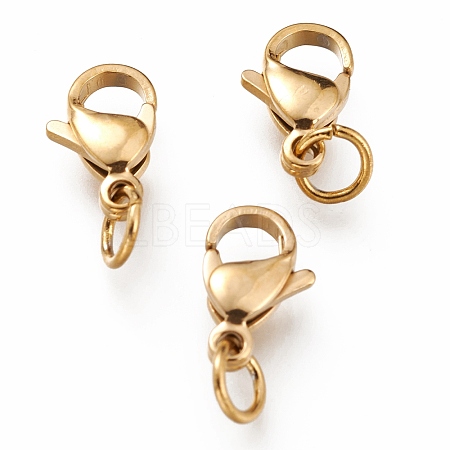 Ion Plating(IP) 304 Stainless Steel Lobster Claw Clasps X-STAS-G240-01C-G-1
