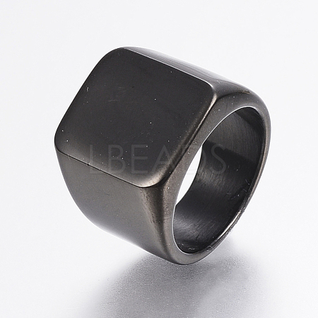 304 Stainless Steel Signet Band Rings for Men RJEW-G091-16-21mm-B-1