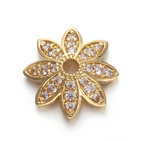Brass Micro Pave Cubic Zirconia Bead Caps LS-ZIRC-E158-12G-1
