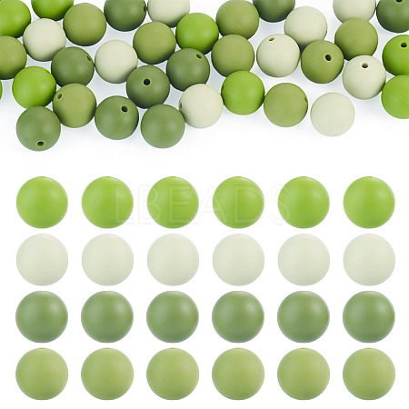 40Pcs 4 Colors Round Silicone Focal Beads SIL-TAD0001-02D-1