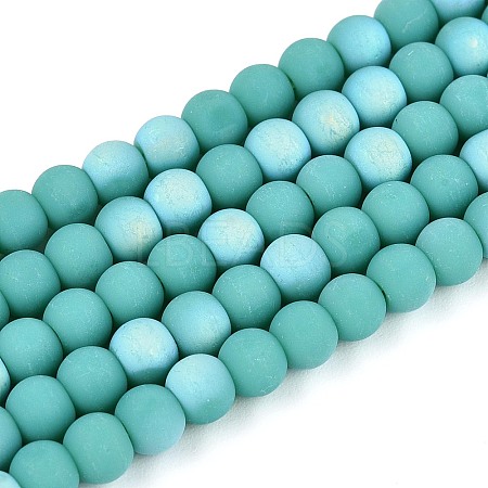 Frosted Opaque Glass Beads Strands GLAA-T032-P4mm-MBB12A-1