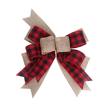 Christmas Linen Big Bowknot Decorations AJEW-M041-01B-1