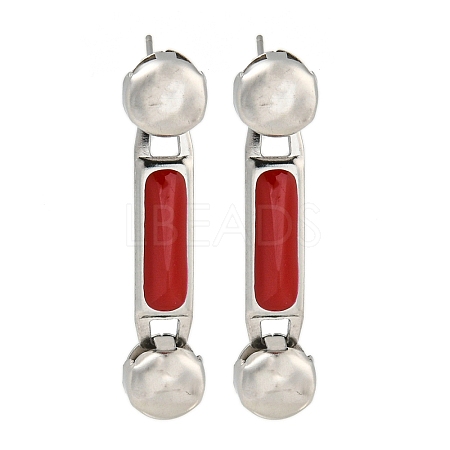 304 Stainless Steel Enamel Stud Earrings EJEW-S229-15P-05-1