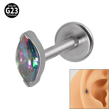 G23 Titanium Cubic Zirconia Horse Eye 17 Gauge Internally Threaded Labrets for Women Men WG9E7C9-16-1