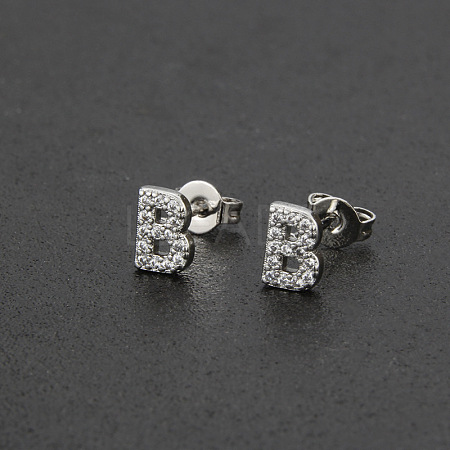 Brass Micro Pave Clear Cubic Zirconia Stud Earrings FS-WGC2F12-02-1