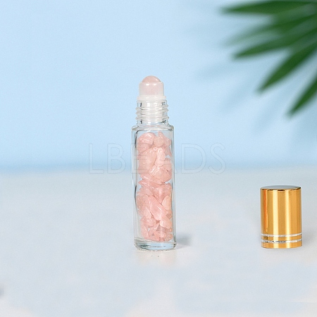 Natural Rose Quartz Roller Ball Bottles BOTT-PW0011-70A-01-1