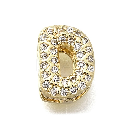 Brass Micro Pave Cubic Zirconia Letter Multi-Strand Links KK-D295-32G-04-1