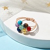 Natural & Synthetic Mixed Gemstone Round Beaded Chakra Theme Fringer Ring RJEW-TA00107-2