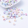Craft Style Mixed Color Chunky Letter Acrylic Flat Round Beads for Kids Jewelry X-MACR-R481-M-1