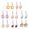 8 Pairs 8 Style Rabbit Resin Dangle Earrings EJEW-JE05670-1